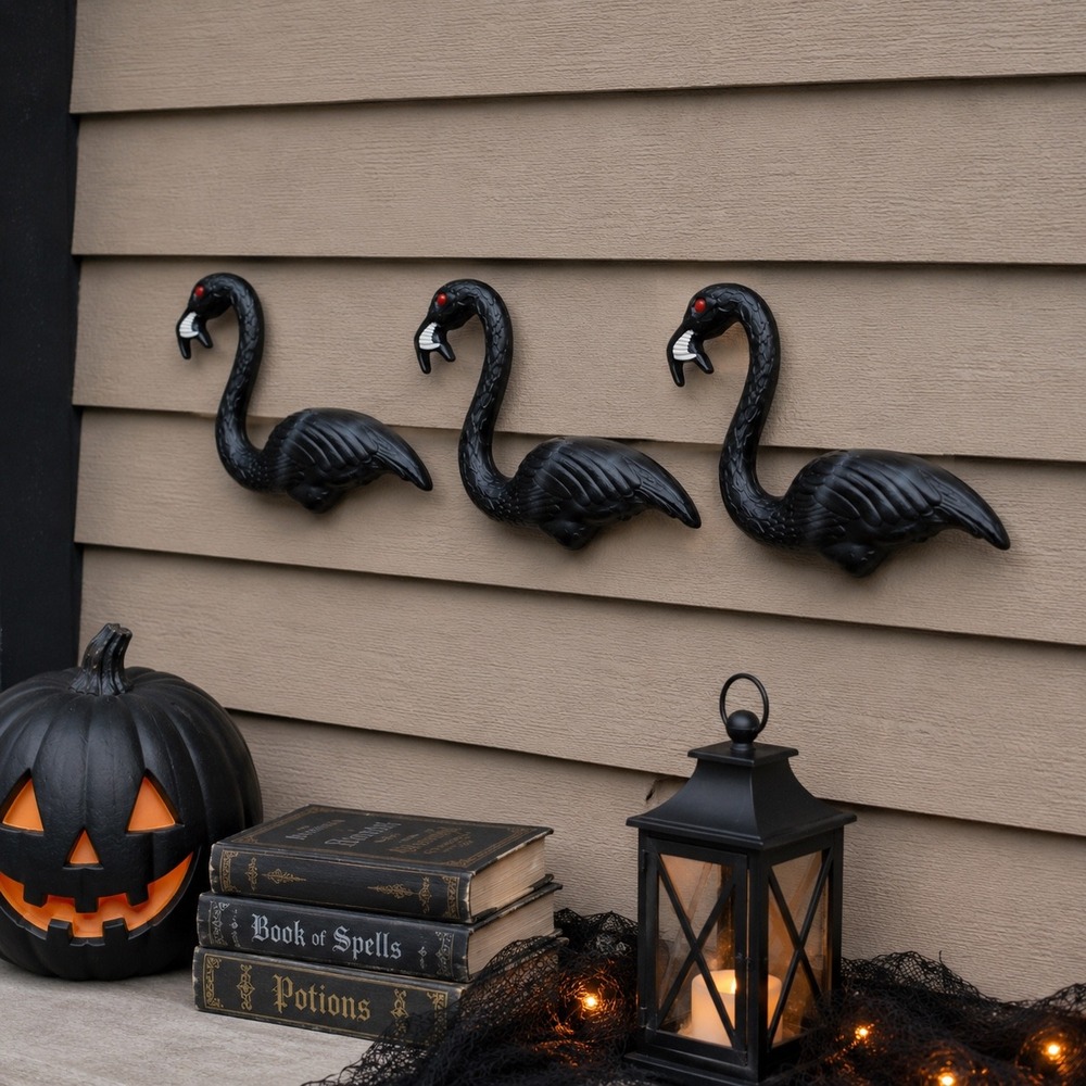 Black Zombie Flamingos Set of 3 Don Featherstone Model 62363 Halloween